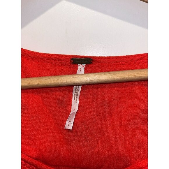 Free People Spell On You Poppy Red Floral Embroidered Peasant Dress Small Boho B - Picture 5 of 9